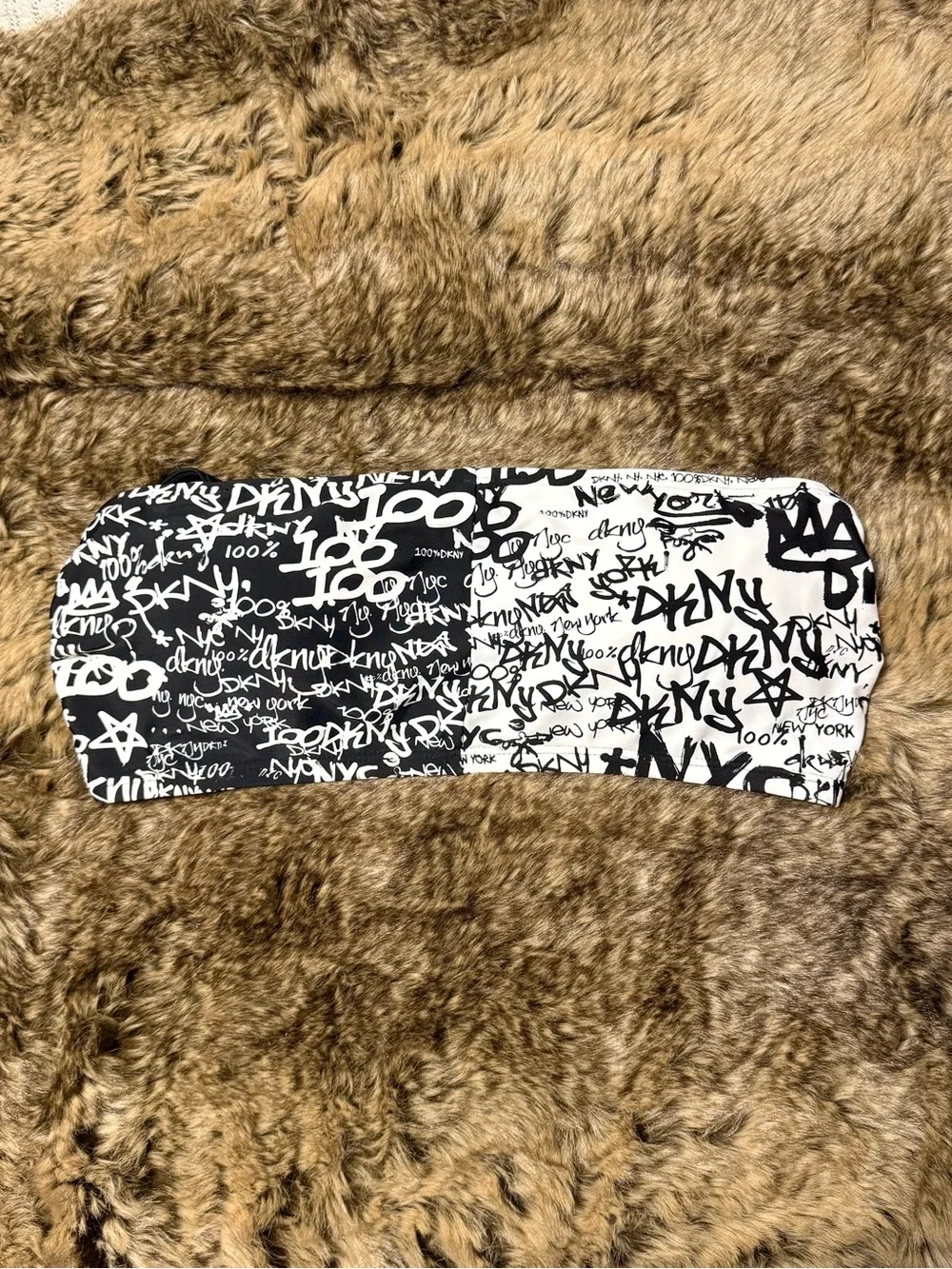 DKNY Black White Graffiti Bandeau Bikini Top NWT L